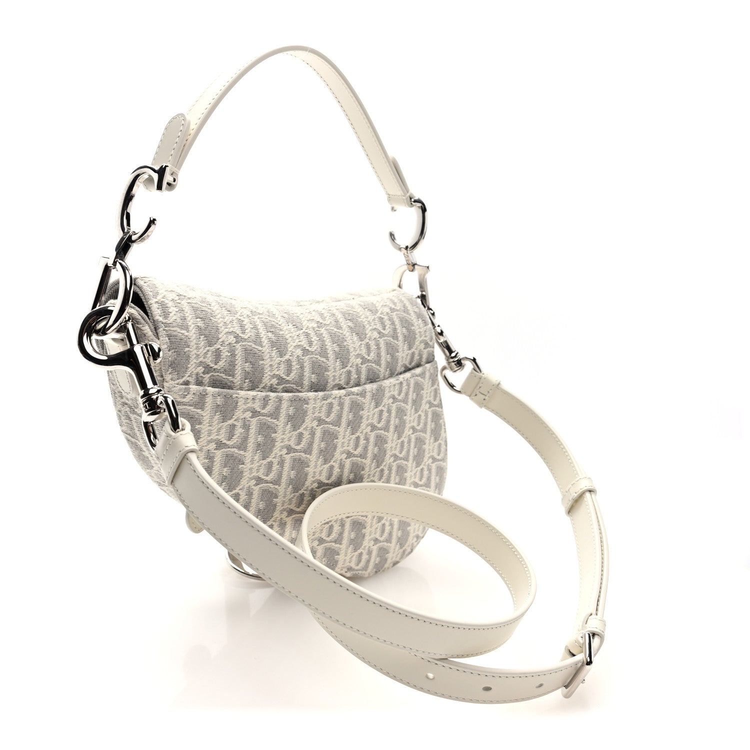 Oblique Mini Saddle Bag With Strap Latte Grey
