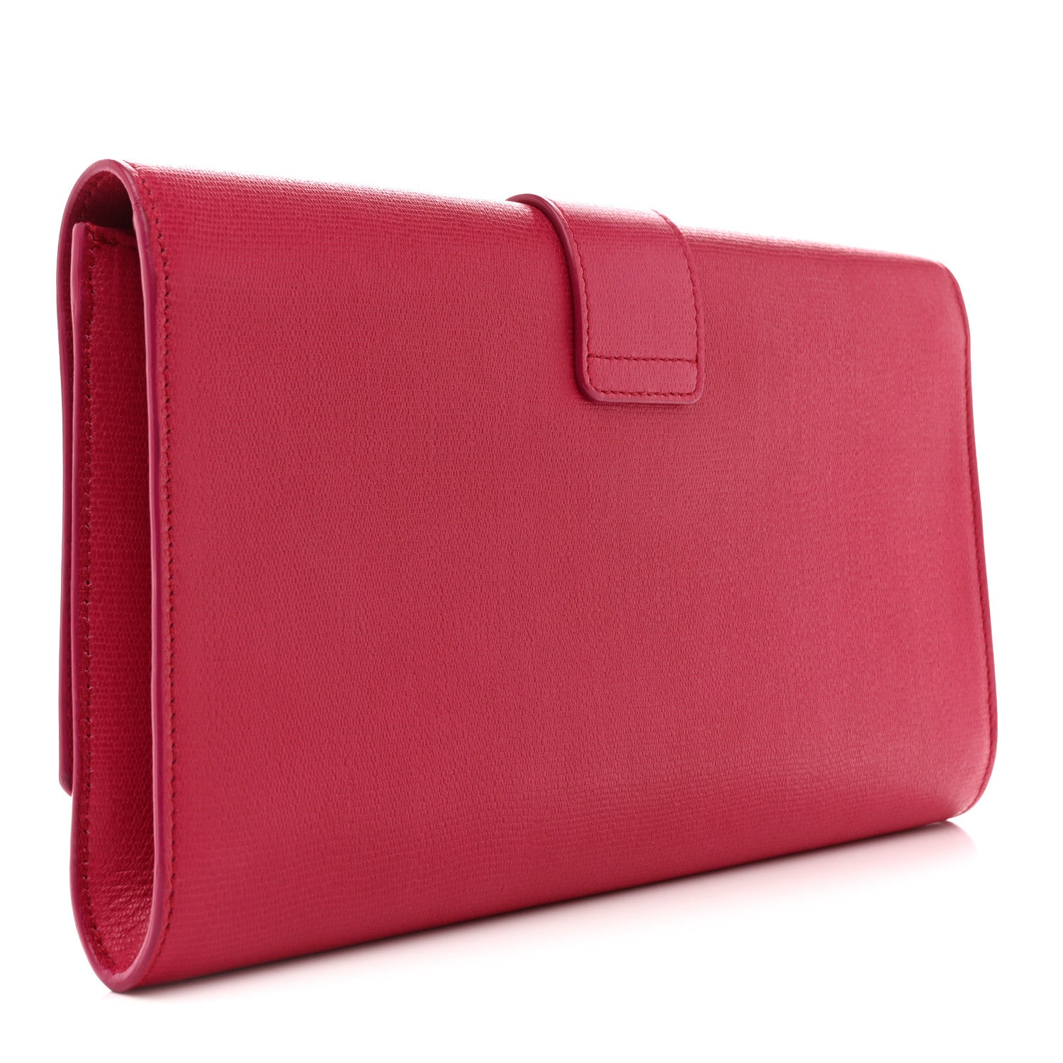 Calfskin Classic Y Ligne Clutch Fuchsia