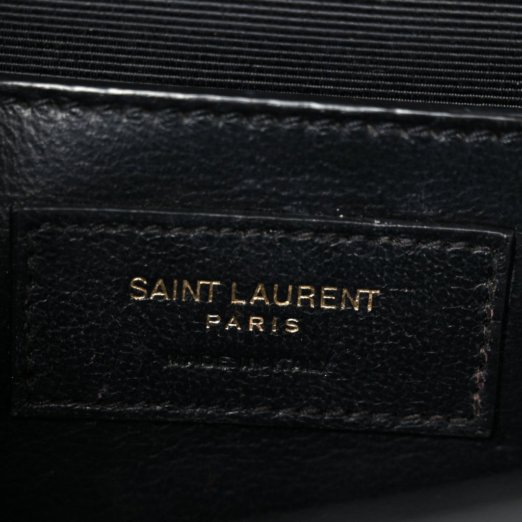 Grain De Poudre Textured Mixed Matelasse Triquilt Small Monogram Satchel Black