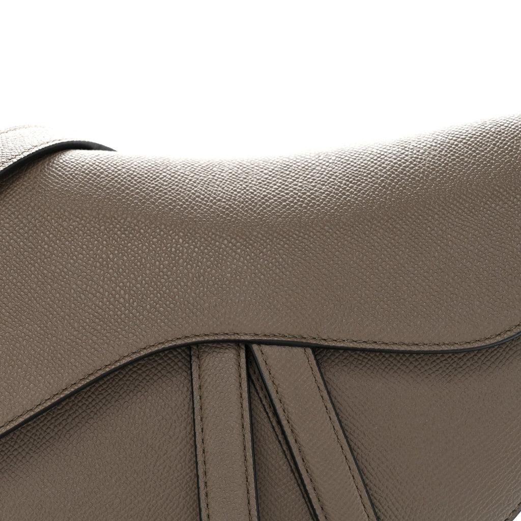 Grained Calfskin Saddle Bag With Strap Clay Green
