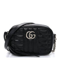 Calfskin Matelasse Aria Mini GG Marmont Chain Shoulder Bag Black