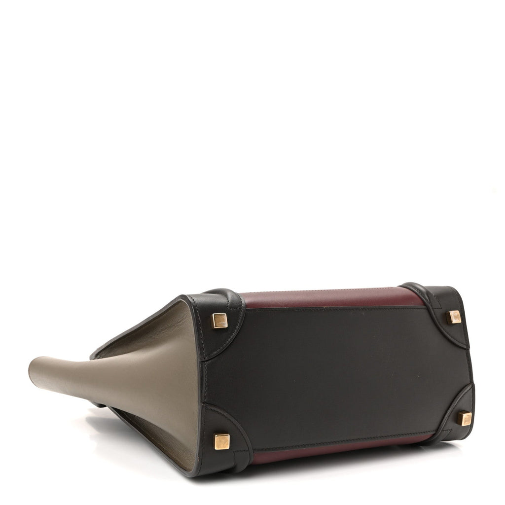 Smooth Calfskin Nubuck Micro Tri-Color Luggage Burgundy