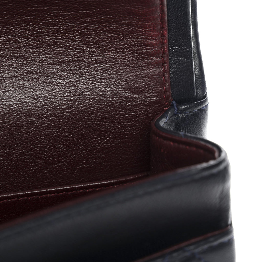 Lambskin Quilted Small Double Flap Navy