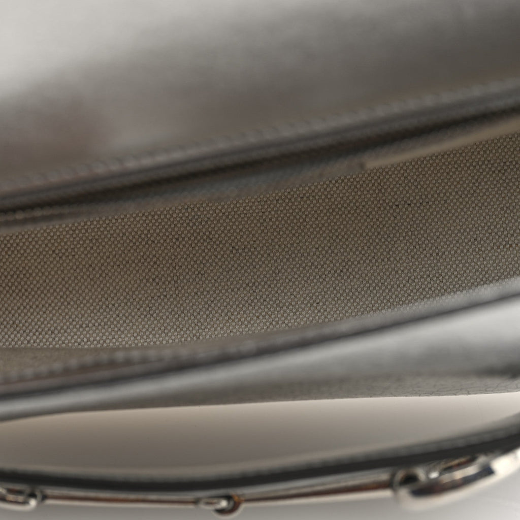 Metallic Demetra Small Horsebit 1955 Asymmetric Shoulder Bag Silver