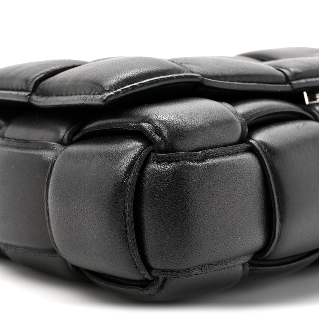 Lambskin Maxi Intreccio Padded Chain Cassette Crossbody Bag Black
