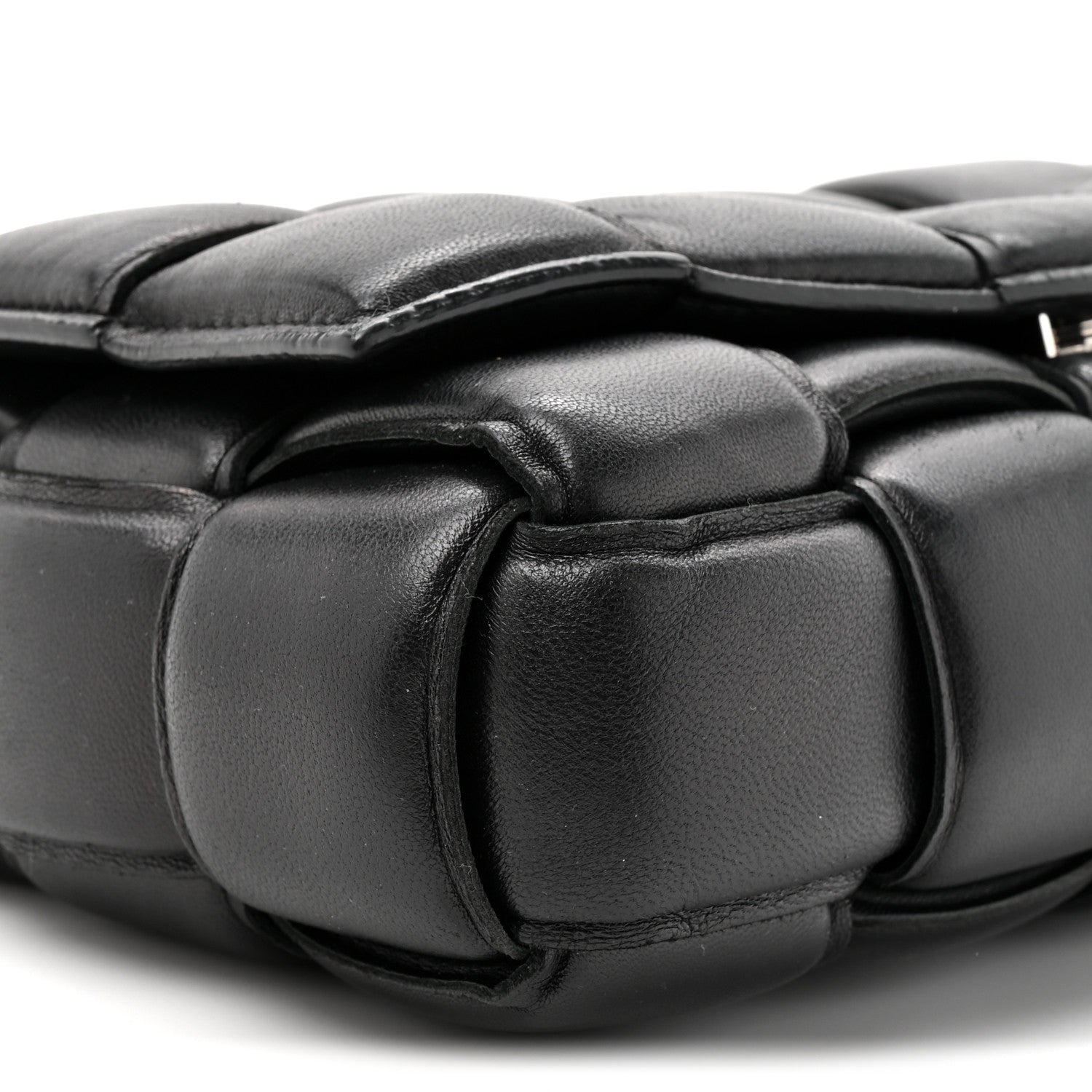 Lambskin Maxi Intreccio Padded Chain Cassette Crossbody Bag Black