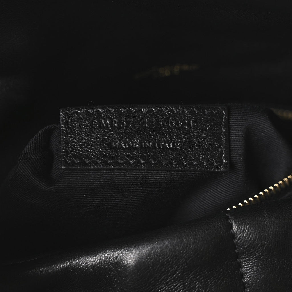 Lambskin Quilted Medium Loulou Puffer Monogram Chain Satchel Black