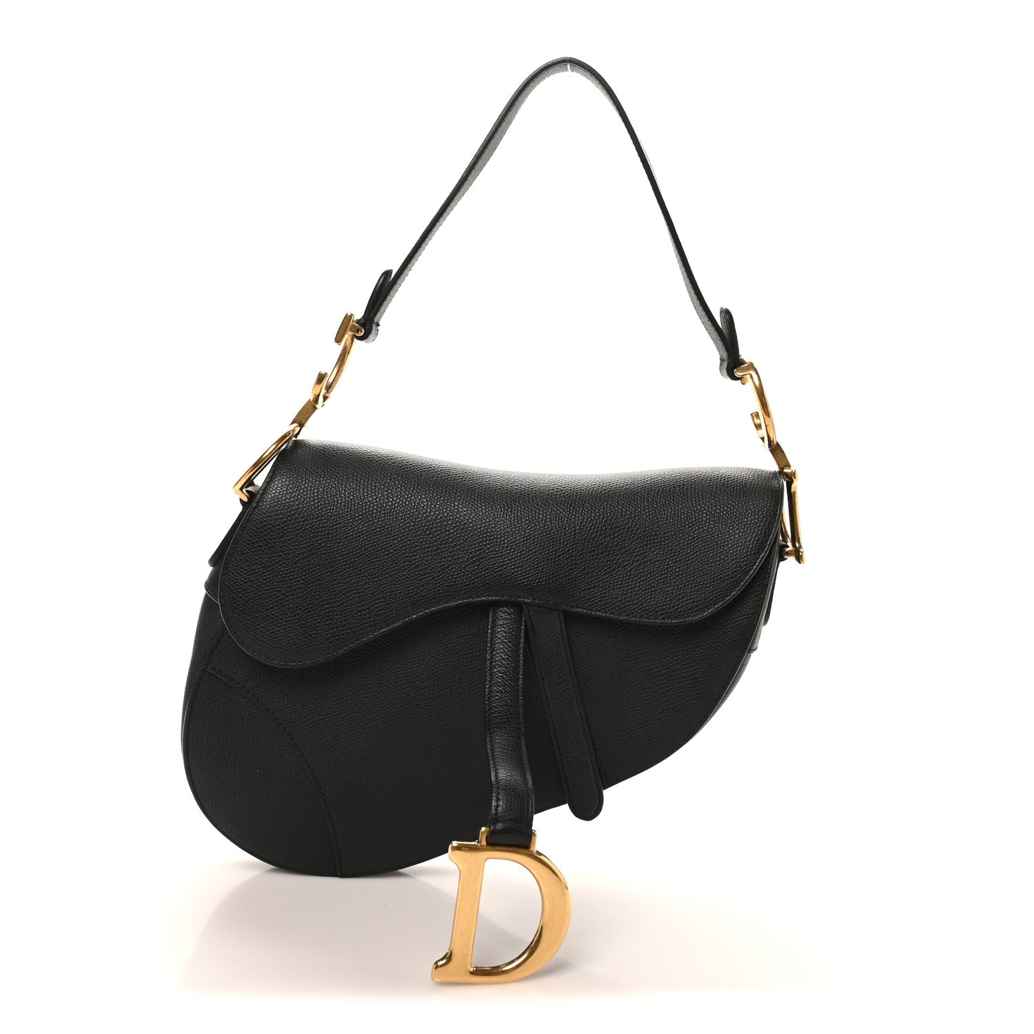 Grained Calfskin Saddle Bag Black