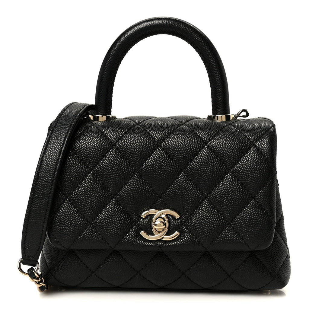 Caviar Quilted Extra Mini Coco Handle Flap Black