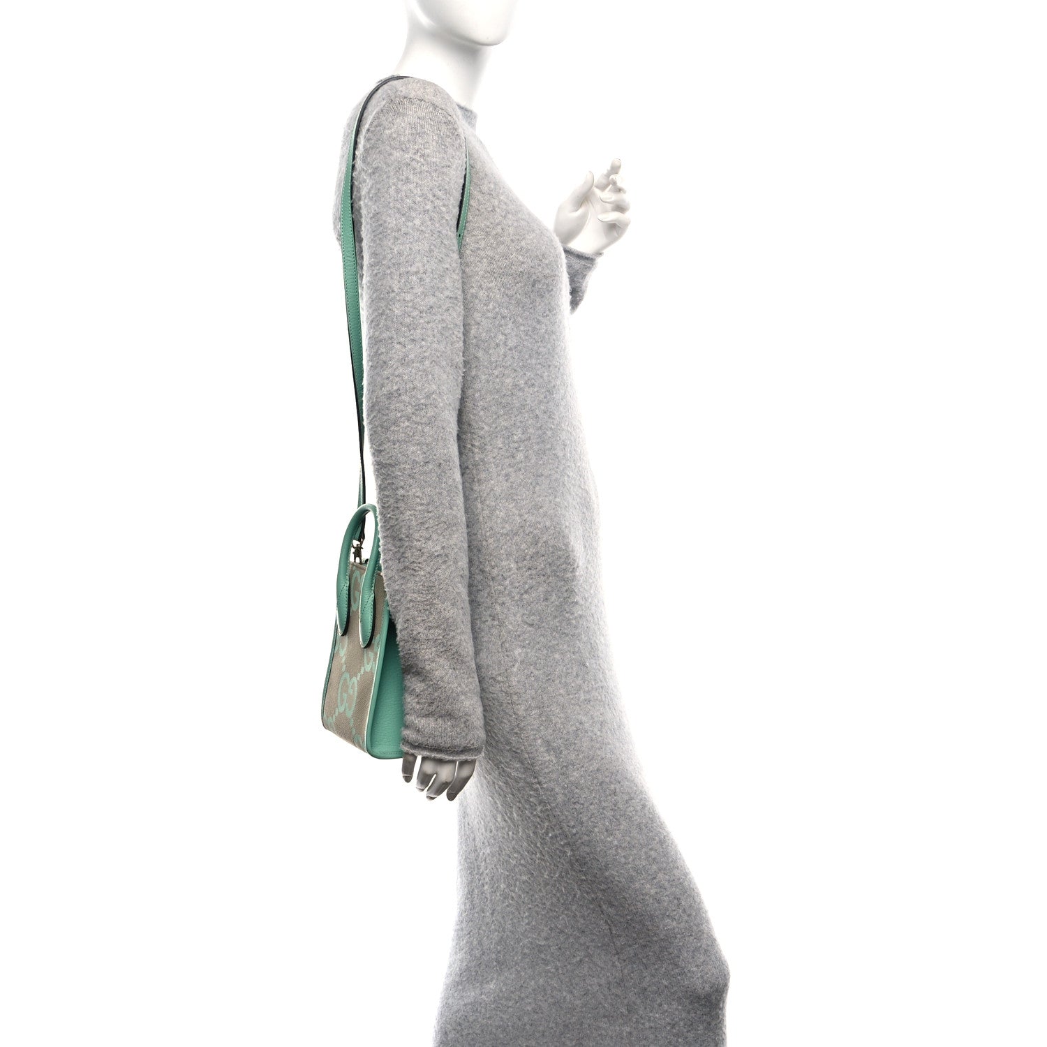 Monogram Jumbo GG Textured Dollar Calfskin Mini Tote Bag Pepperlight Mint