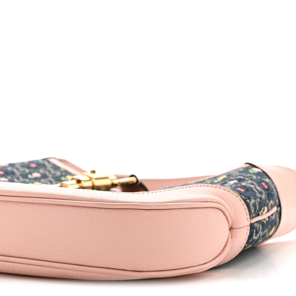 New Denim GG Monogram Calfskin Love Parade Small Jackie 1961 Hobo Light Pink
