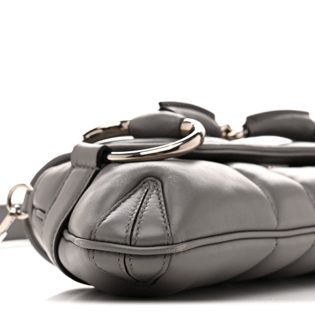 Nappa Vertical Matelasse Small Maxi Horsebit Chain Shoulder Bag Gray