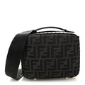 Recycled Fabric Jacquard Vitello Astro FF 1974 Mini Suitcase Bag Asfalto Black