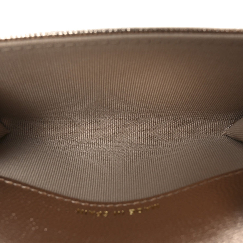Metallic Caviar Quilted CC Flap  Holder Copper