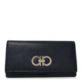 Hammered Calfskin Gancini Wallet Blue