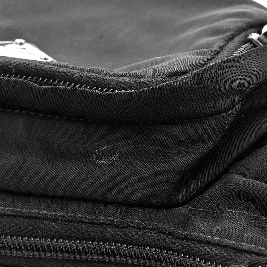 Re-Nylon Saffiano Metal Triple Pocket Belt Bag Black