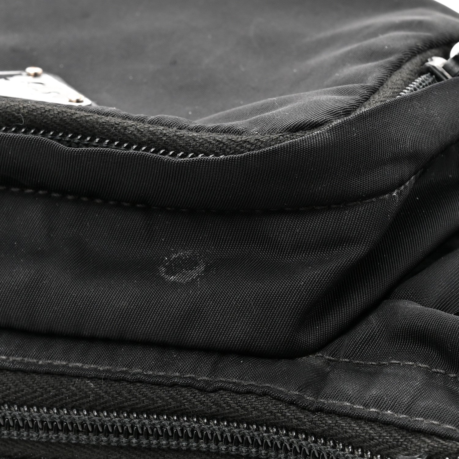 Re-Nylon Saffiano Metal Triple Pocket Belt Bag Black