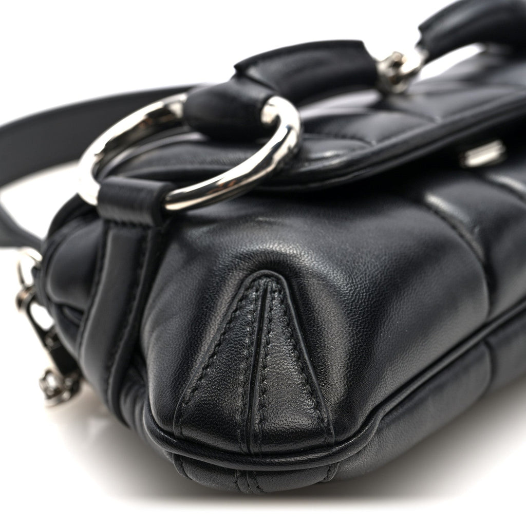 Nappa Vertical Matelasse Small Maxi Horsebit Chain Shoulder Bag Black