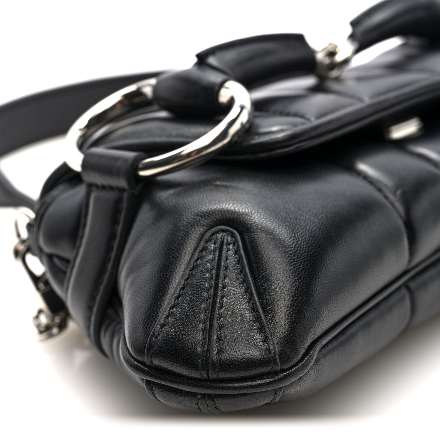 Nappa Vertical Matelasse Small Maxi Horsebit Chain Shoulder Bag Black