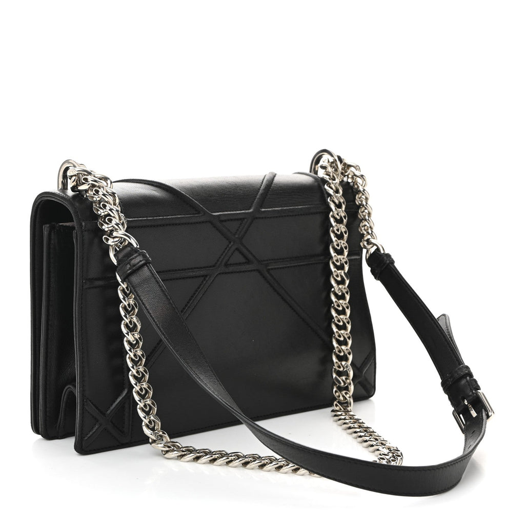 Lambskin Medium Diorama Flap Bag Black