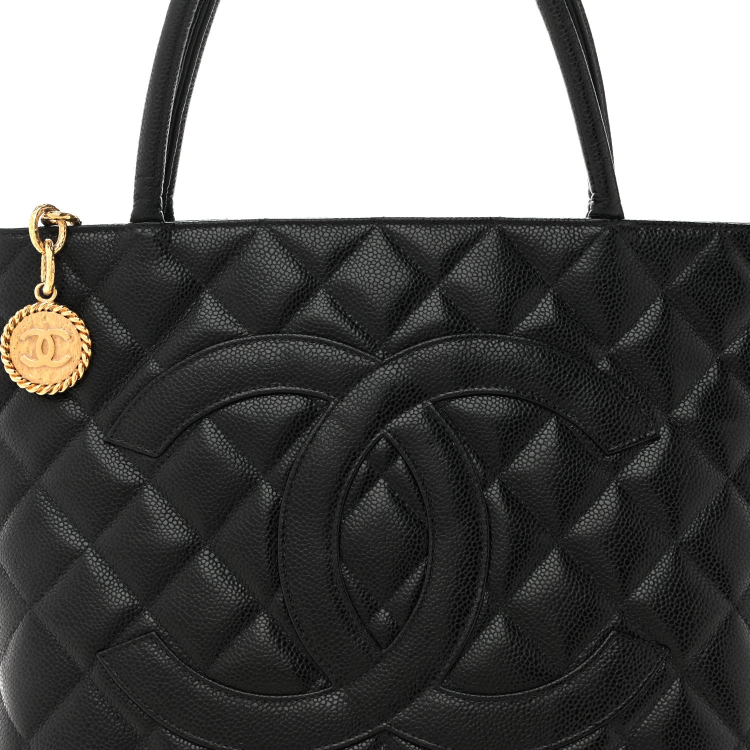 Caviar Quilted Medallion Tote Black