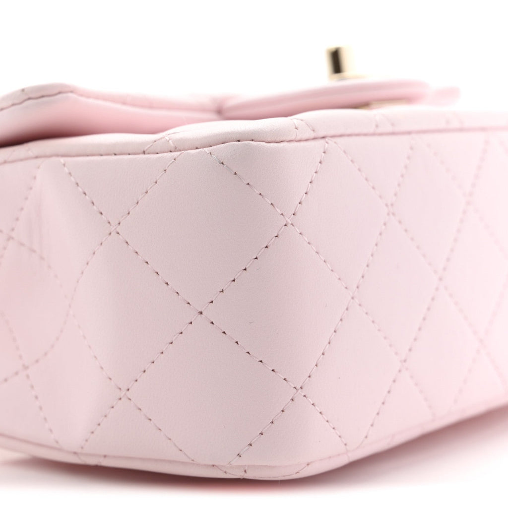 Lambskin Quilted Mini Top Handle Rectangular Flap Light Pink