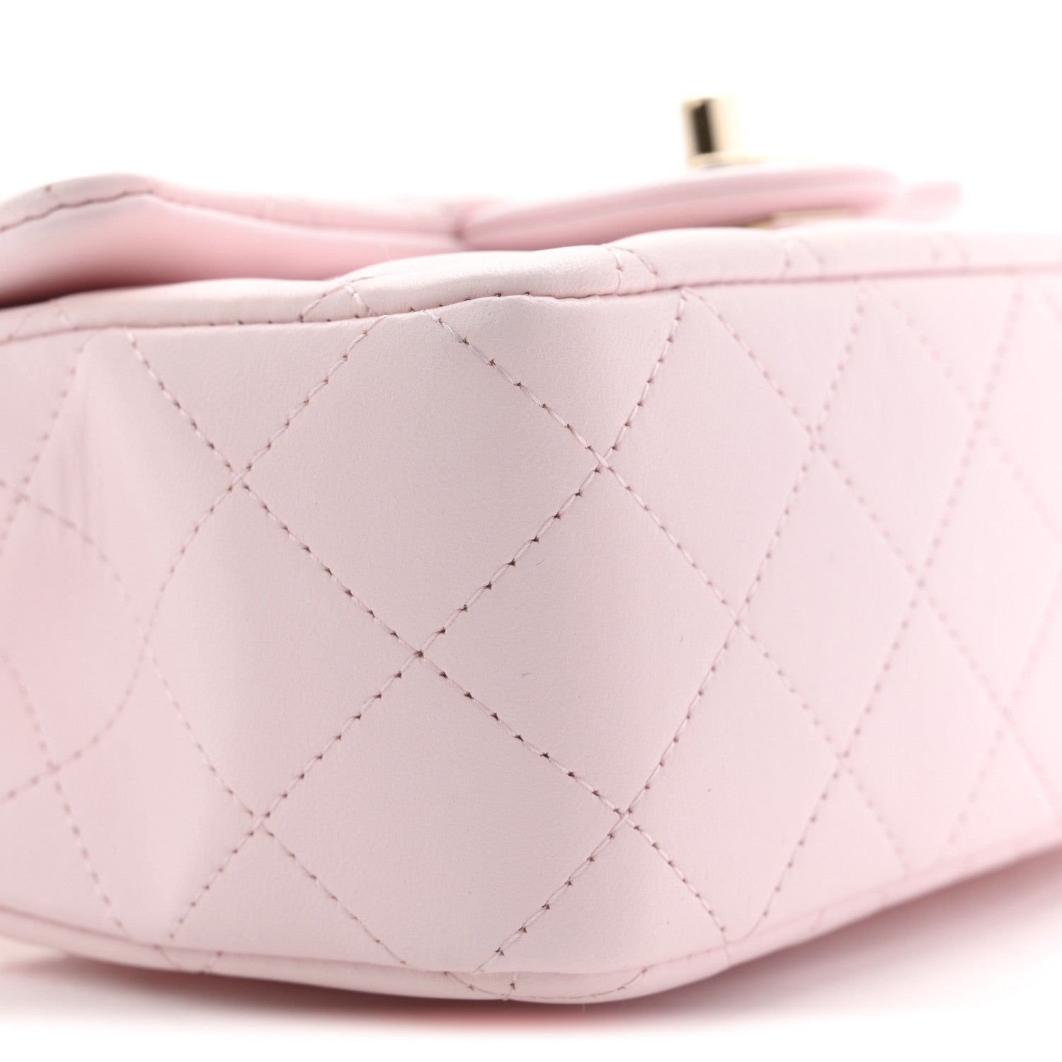 Lambskin Quilted Mini Top Handle Rectangular Flap Light Pink