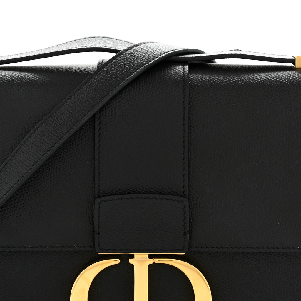 Grained Calfskin 30 Montaigne Flap Bag Black