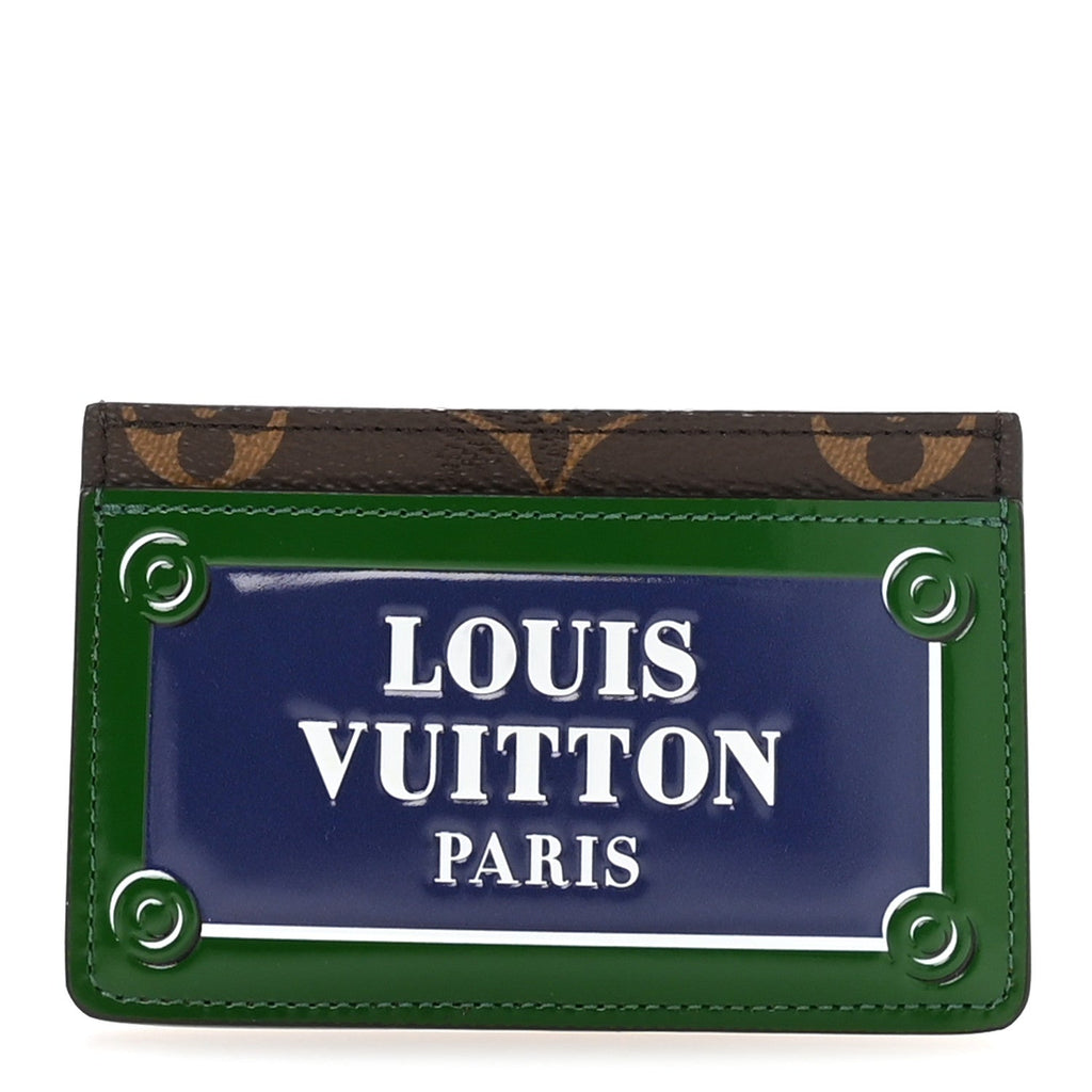 Monogram Calfskin Simple  Holder Blue Green