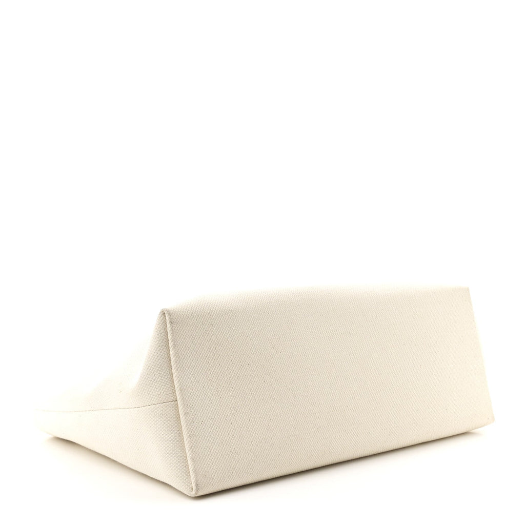 Canvas Calfskin Horizontal Cabas Natural Tan