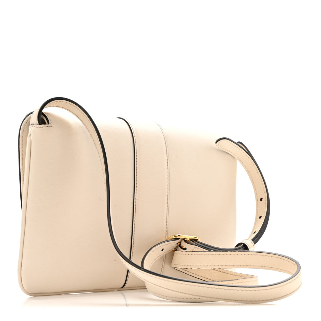 Calfskin Small Arli Flap Shoulder Bag Mystic White