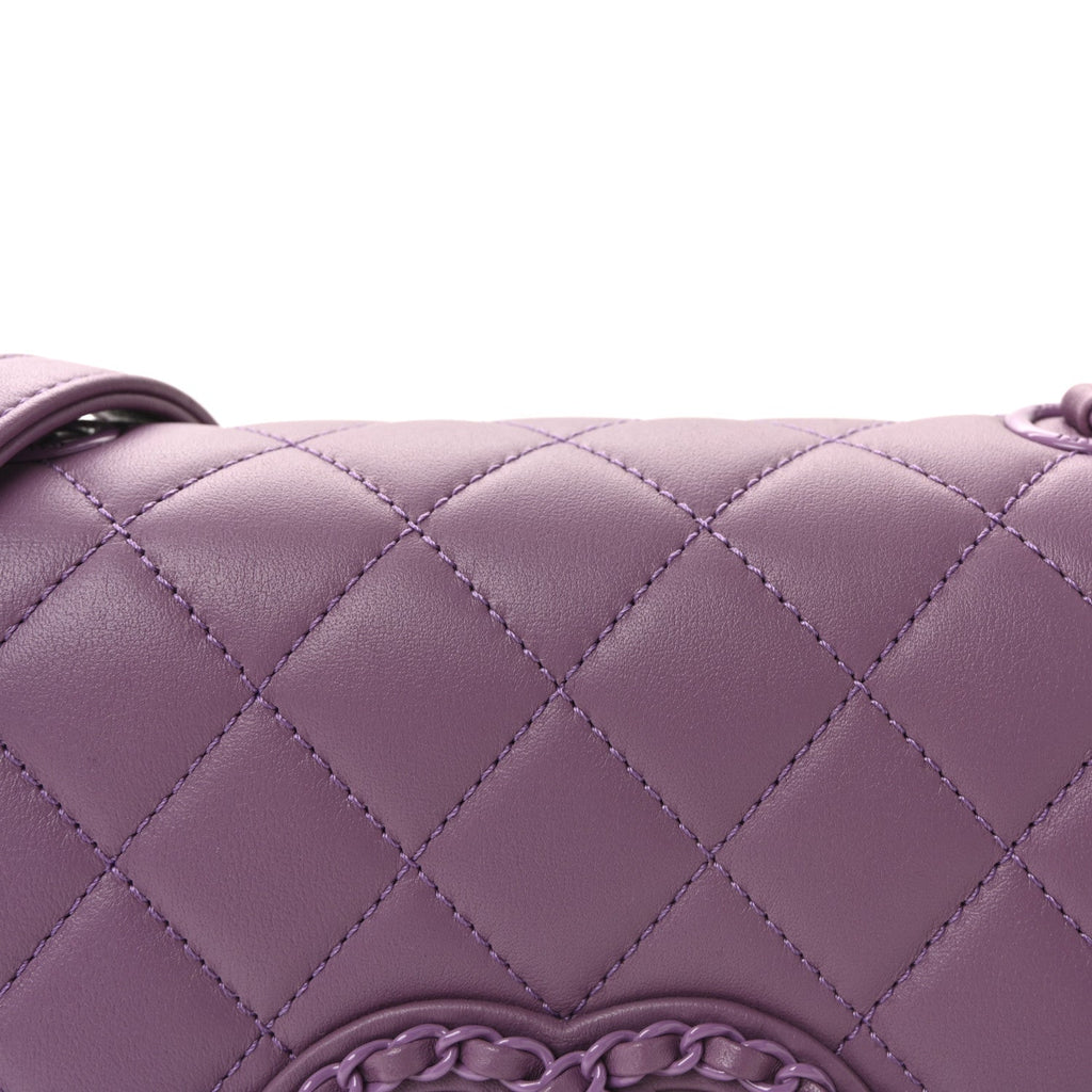 Lambskin Quilted Small CC Filigree Flap Purple