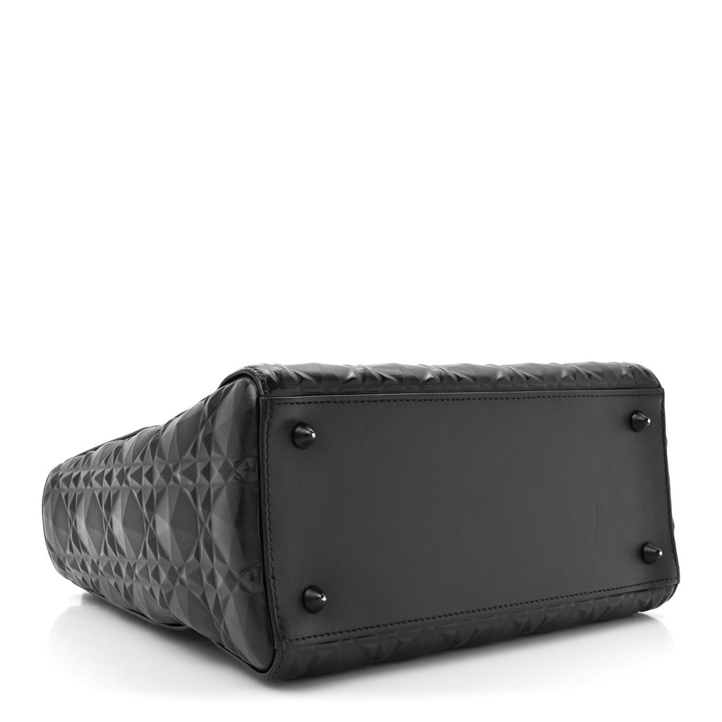 Calfskin Cannage Diamond Cannage Medium Lady Dior Black