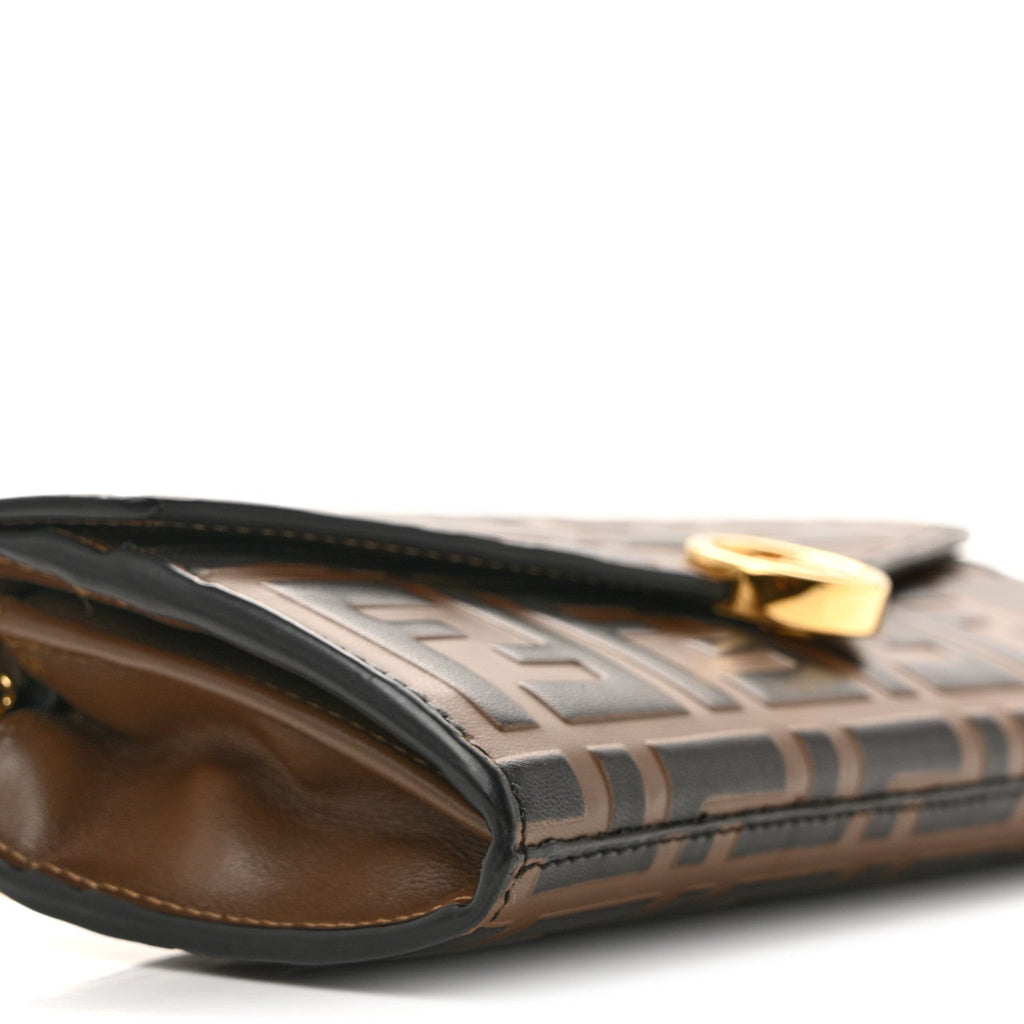 Vitello Soft F is Fendi Bi-Color FF 1974 Embossed Continental Envelope Wallet On Chain Maya Black