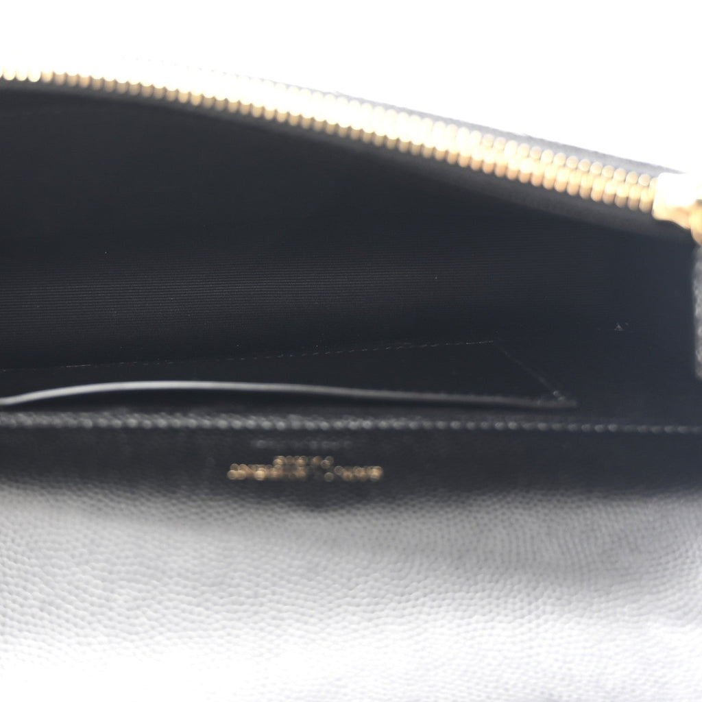 Grain De Poudre Matelasse Chevron Monogram Envelope Chain Wallet Black