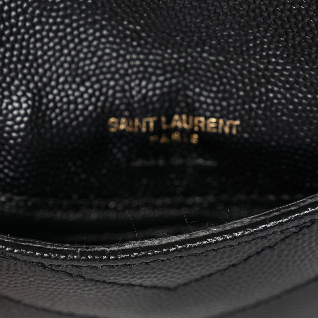 Grain De Poudre Matelasse Chevron Monogram Compact Wallet Black