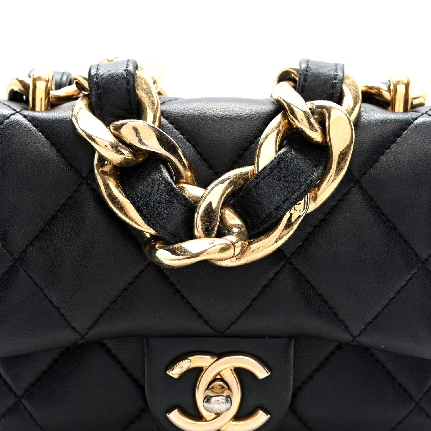 Lambskin Quilted Mini CC Funky Town Flap Black