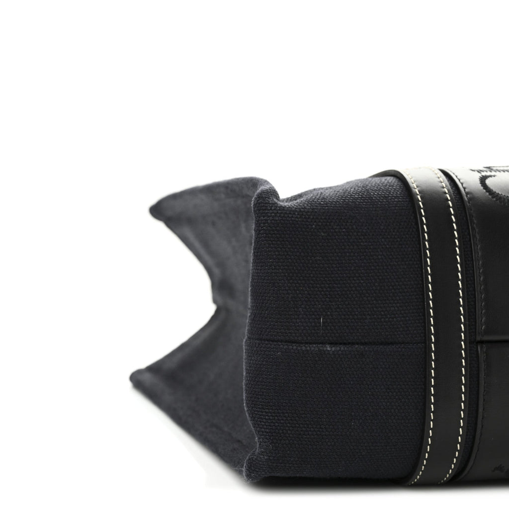 Calfskin Linen Medium Woody Tote Deep Denim