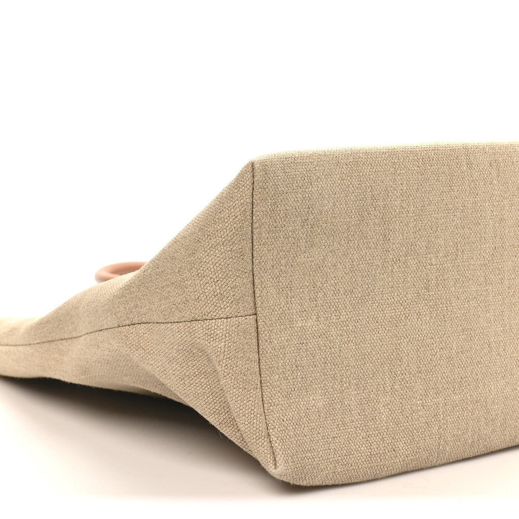 Canvas Calfskin Paris Horizontal Cabas Tan