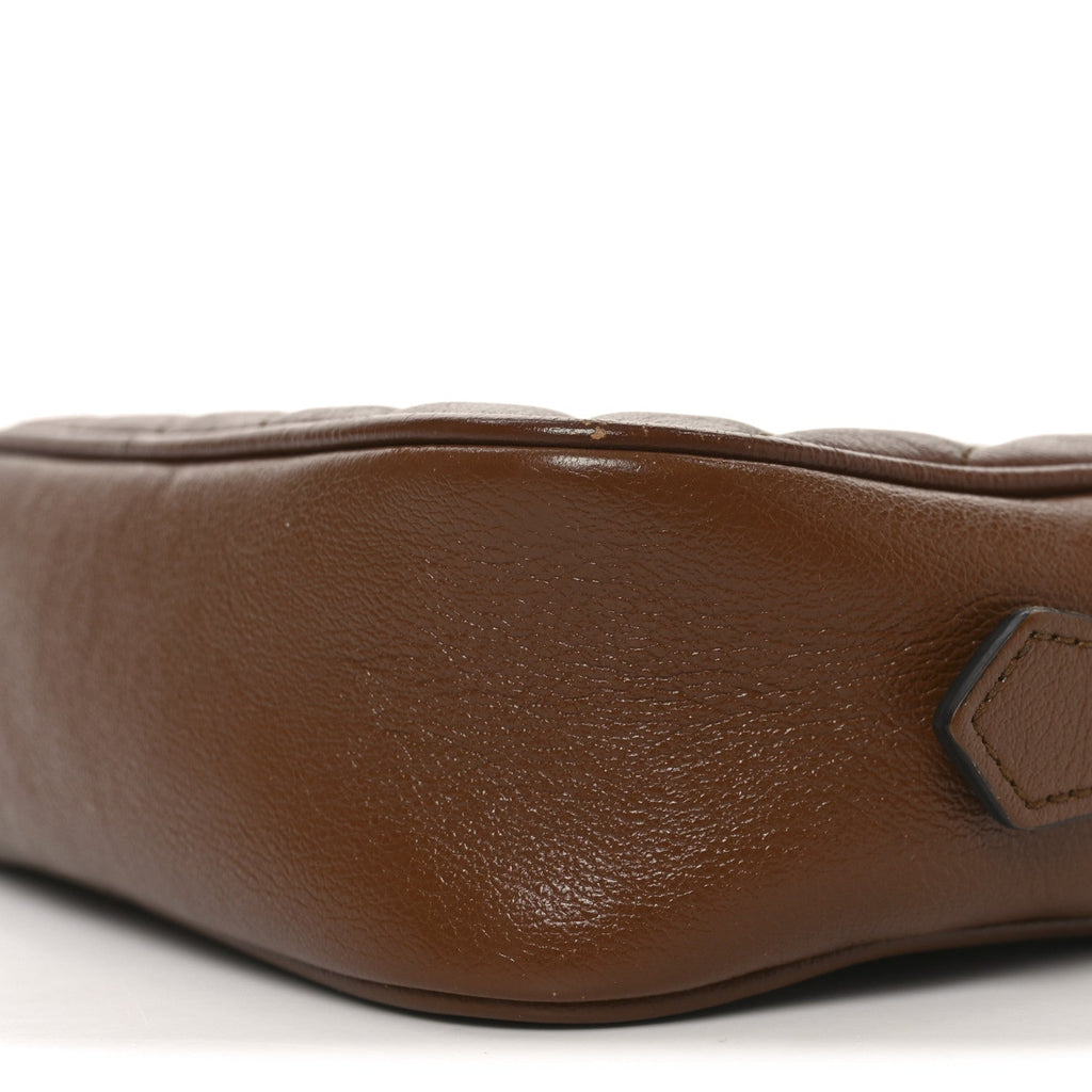 Glazed Calfskin Matelasse Diagonal Mini GG Marmont Chain Shoulder Bag Cuir