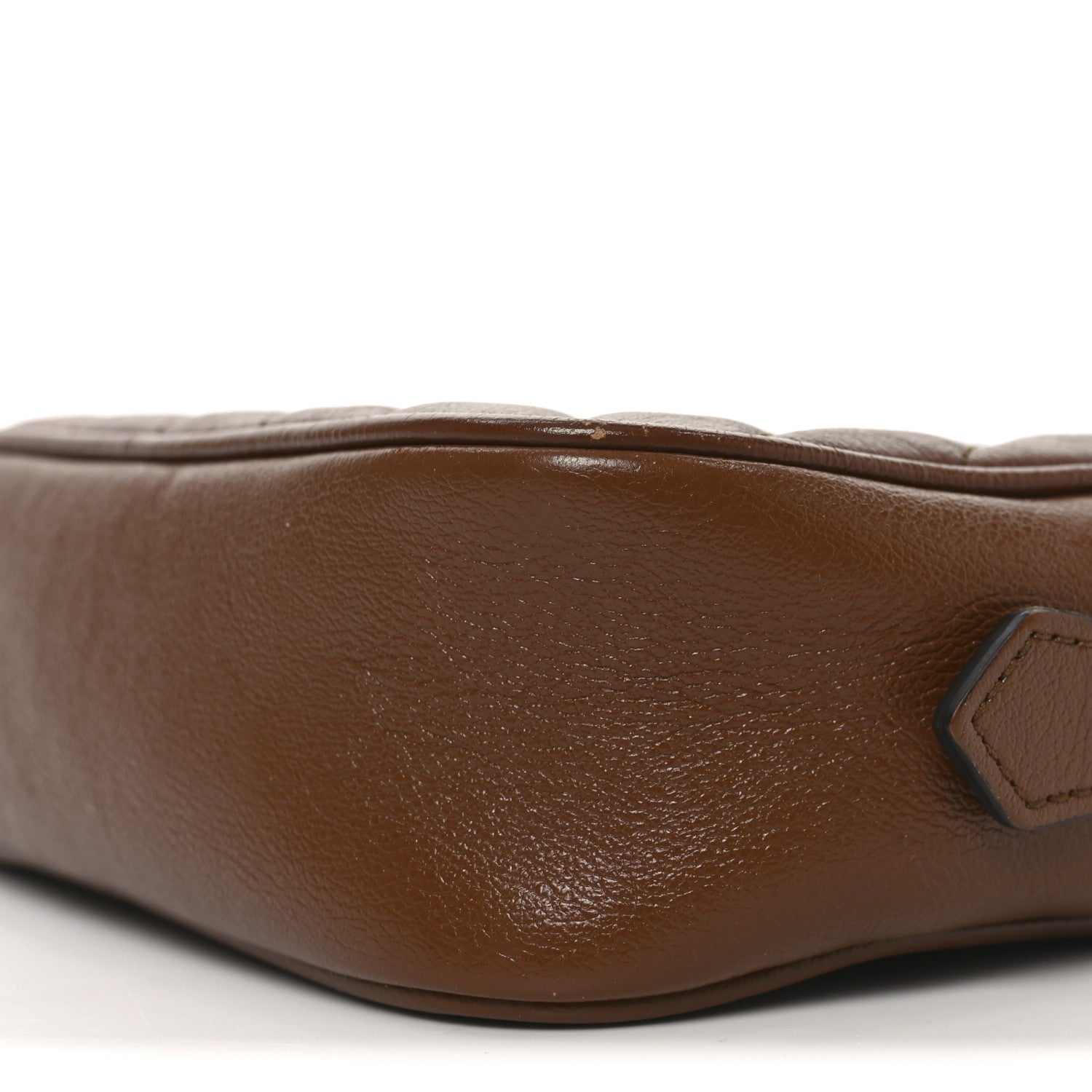 Glazed Calfskin Matelasse Diagonal Mini GG Marmont Chain Shoulder Bag Cuir