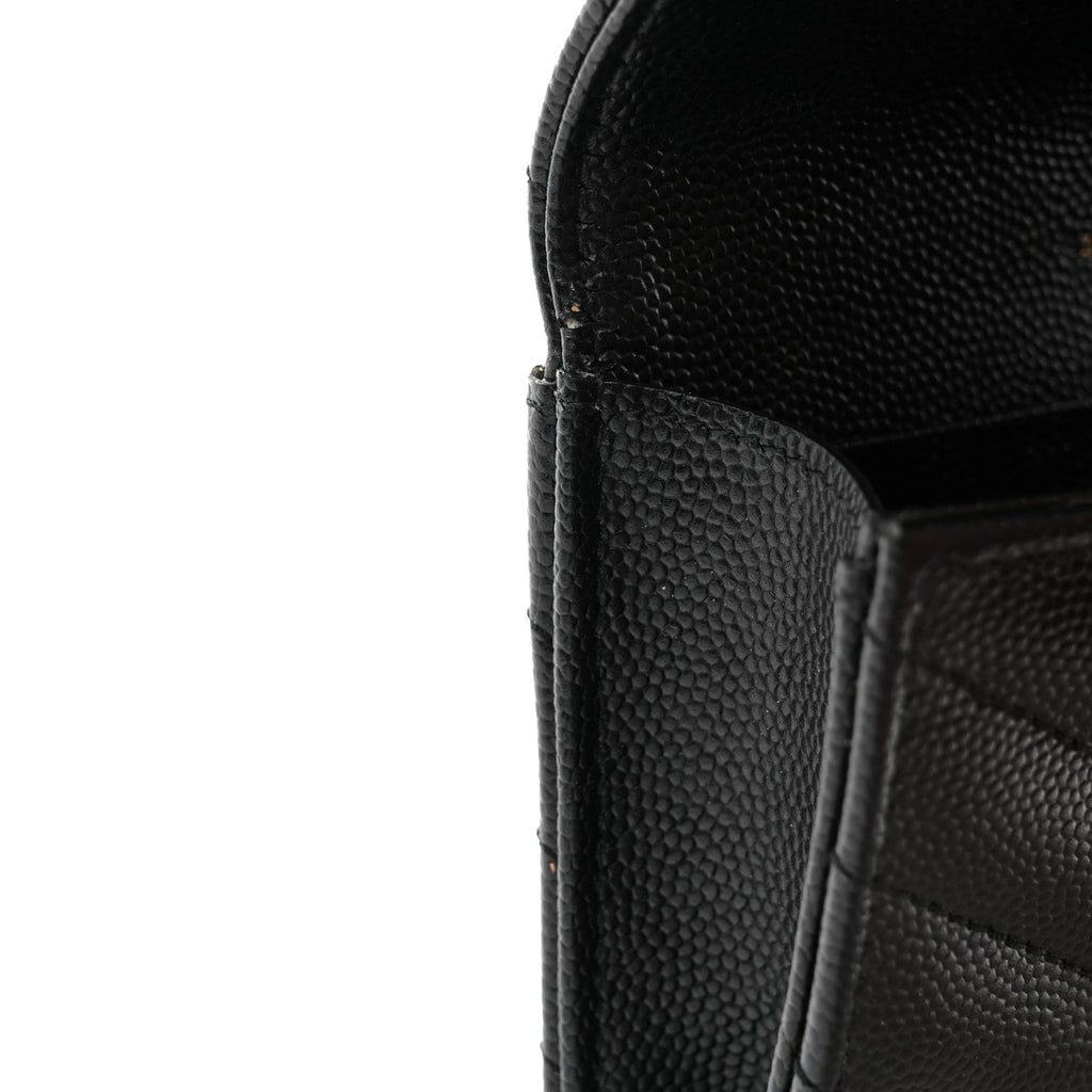 Grain De Poudre Matelasse Chevron Small Monogram Envelope Wallet Black