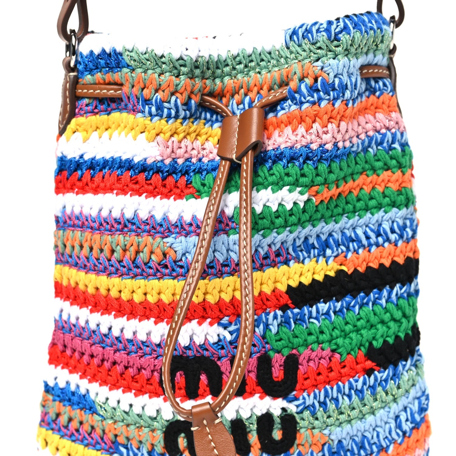 Fabric Crochet Drawstring Pouch Multicolor
