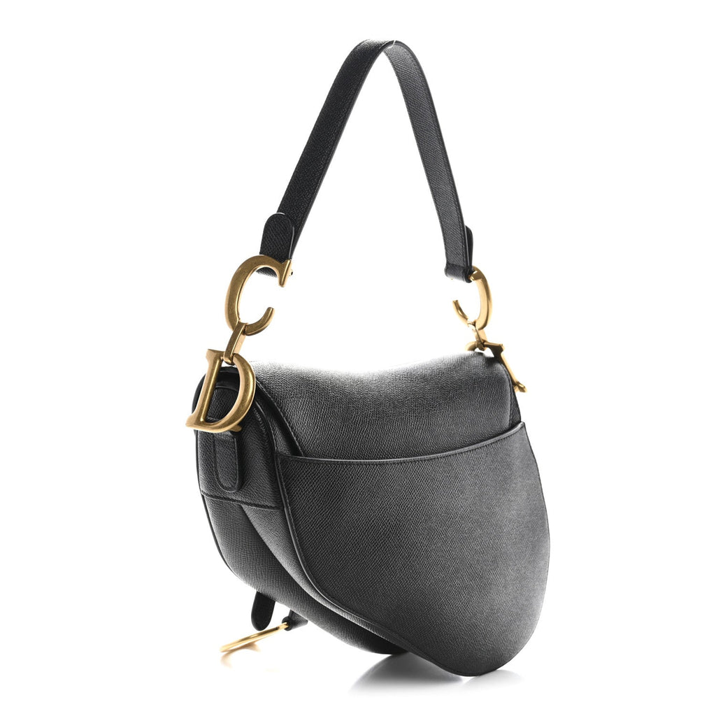 Grained Calfskin Saddle Bag Black