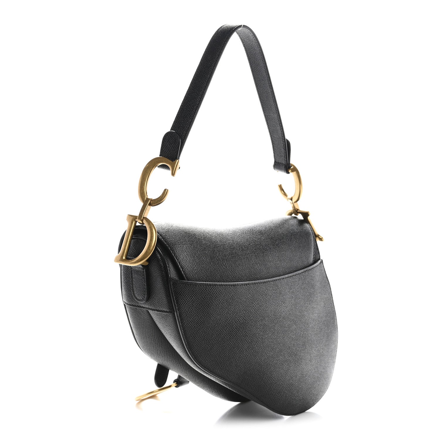 Grained Calfskin Saddle Bag Black