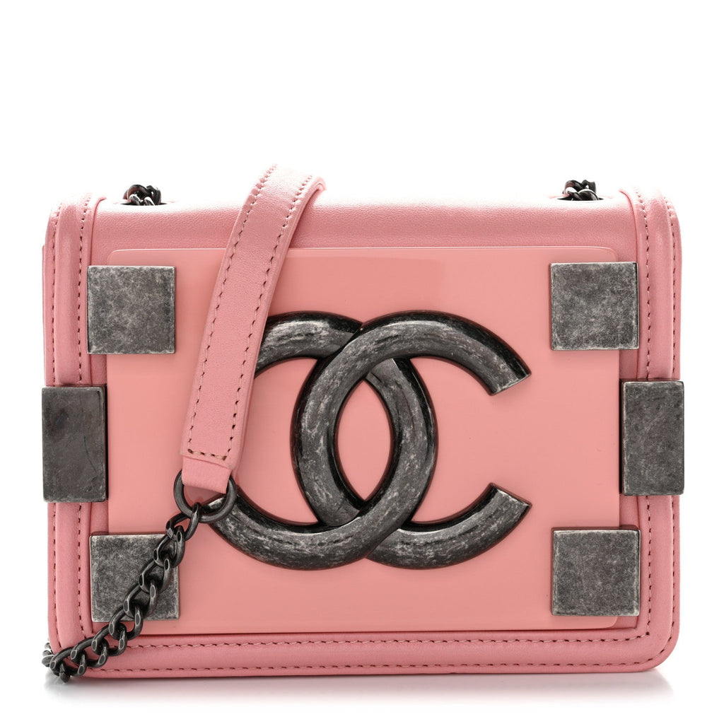 Lambskin Plexiglass Boy Brick Flap Pink