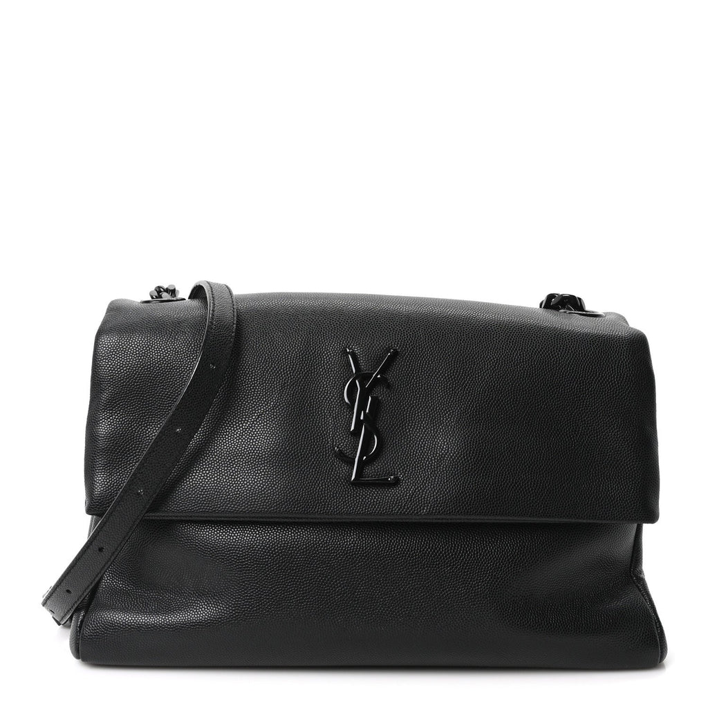 Grain De Poudre Medium West Hollywood Monogram Fold-Over Black