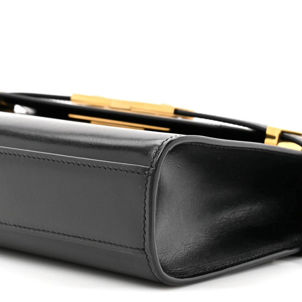 Smooth Calfskin Small Manhattan Shoulder Bag Black