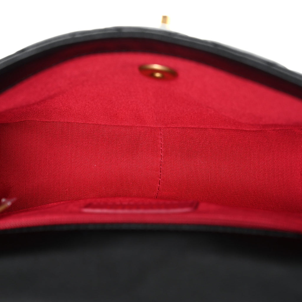 Shiny Lambskin Quilted Mini Flap Black