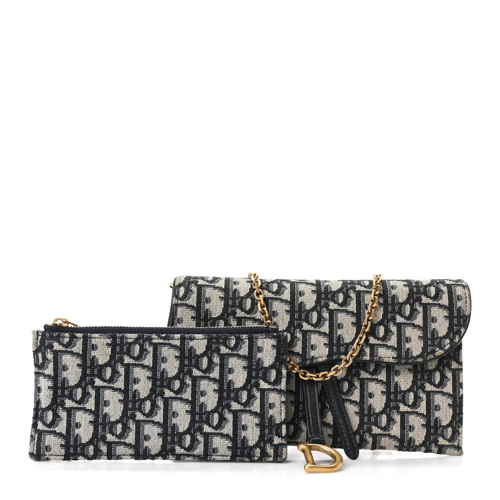 Oblique Saddle Chain Long Wallet Blue